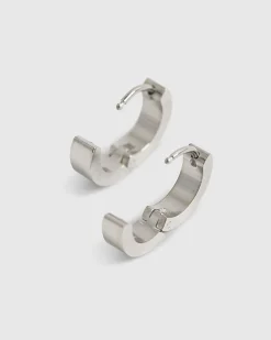 Silver Numerals Hoop Earrings