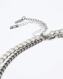 Silver Rhinestone Chunky Necklace