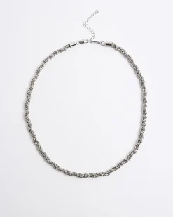 Silver Rhodium Twist Chain Necklace
