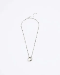Silver Stainless Steel Circular Necklace