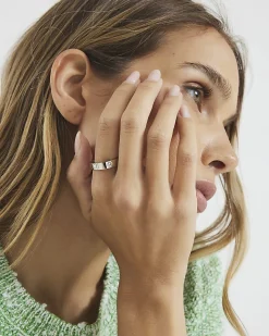 Silver Stainless Steel Diamante Ring