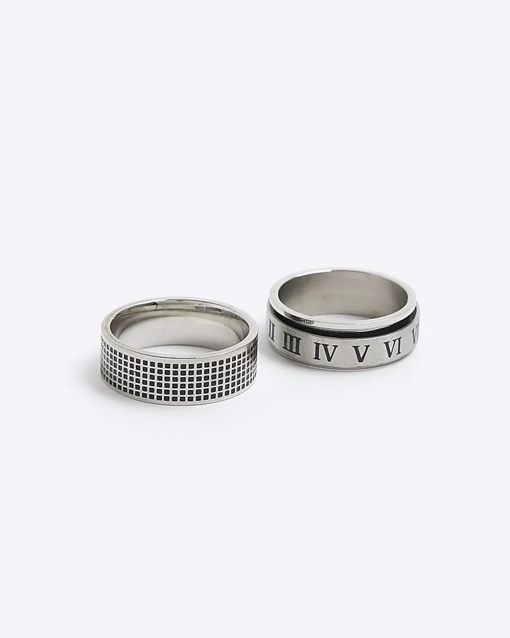Silver stainless steel pack of 2 rings