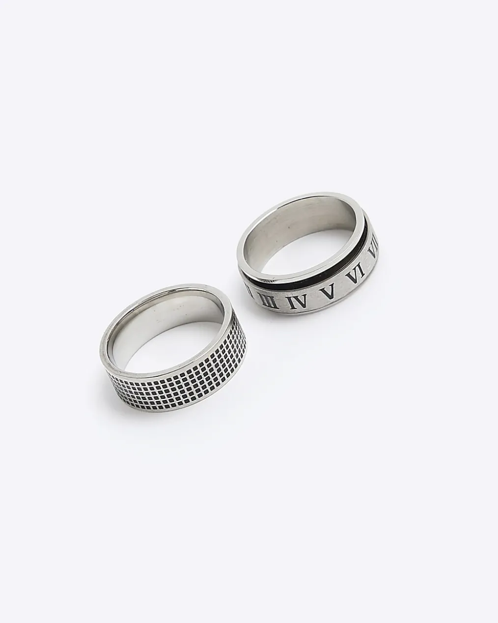 Silver stainless steel pack of 2 rings