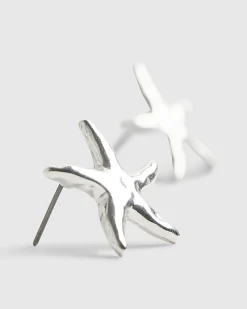 Silver Starfish Stud Earrings
