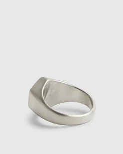 Silver Steel Brushed Hexagon Ring
