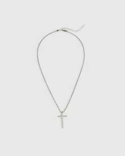 Silver Steel Cross Necklace