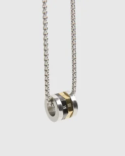 Silver Steel Numerals Spinning Rings Necklace