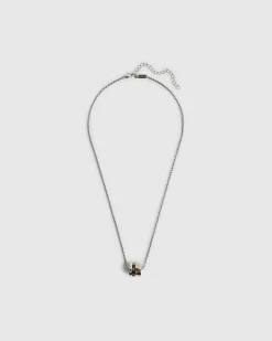Silver Steel Numerals Spinning Rings Necklace
