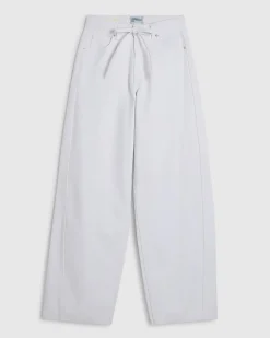White Balloon Leg Drawcord Baggy Jeans
