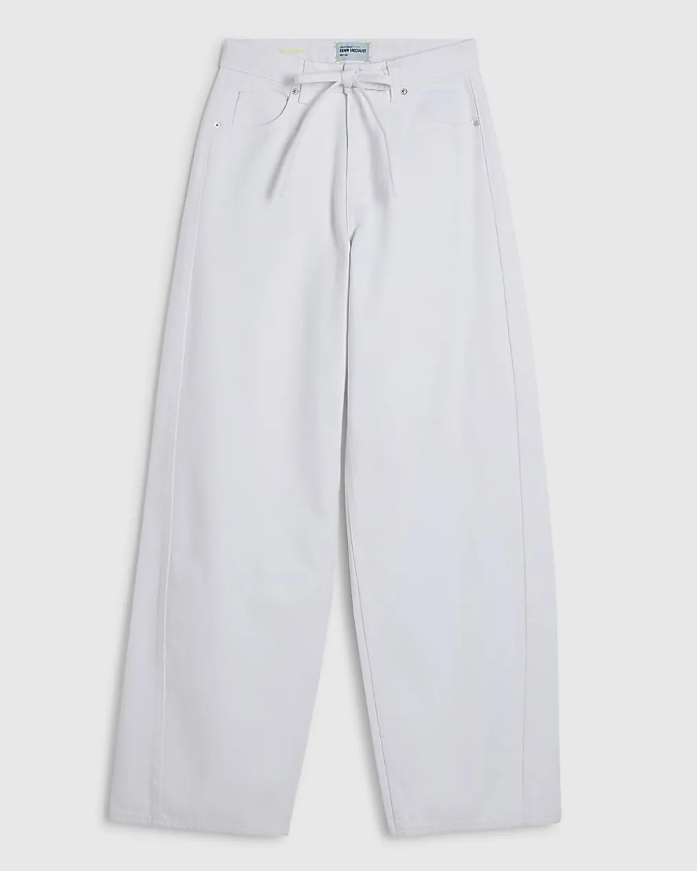 White Balloon Leg Drawcord Baggy Jeans