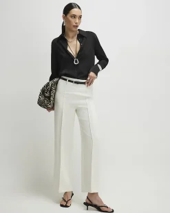 White Belted Straight Leg Trousers