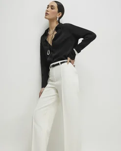 White Belted Straight Leg Trousers