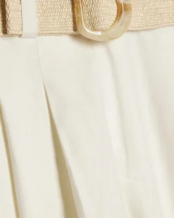 White Belted Wide Leg Trousers