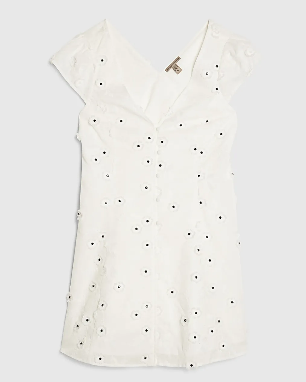 White Boutique 3D Flower Mini Dress