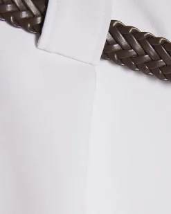White Braided Belt Tailored Shorts