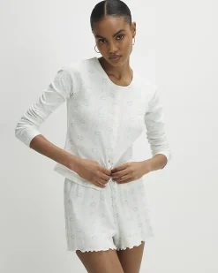 White Cardigan And Shorts Pyjama Set