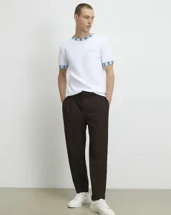 White Check Collar Knitted T-Shirt