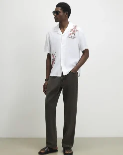 White Cherry Blossom Linen Look Shirt
