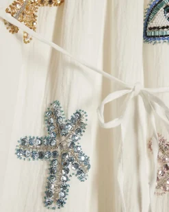 White Cotton Bead Embellished Cami Mini Dress