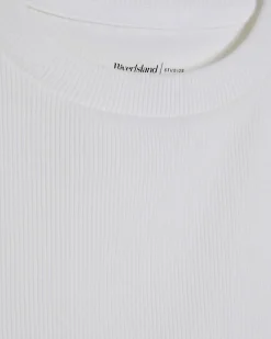 White Cotton Blend Fitted Ribbed Top