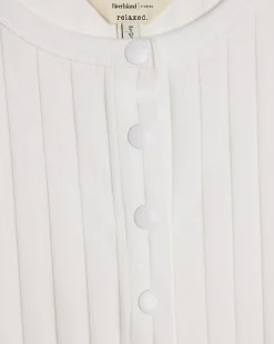 White Cotton Blend Popper Tank Top