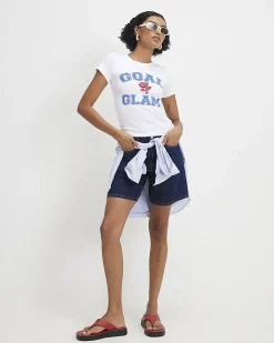 White Cotton Glam Football Baby T-Shirt