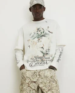 White Cotton Layered Renaissance T-Shirt