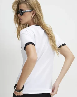 White Cotton New York Ringer T-Shirt