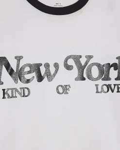 White Cotton New York Ringer T-Shirt