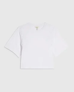 White Cotton Poplin Ruffle T-Shirt