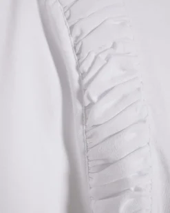 White Cotton Poplin Ruffle T-Shirt