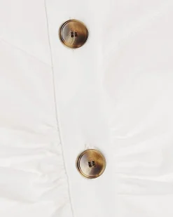White Cotton Poplin Sleeveless Waistcoat Top