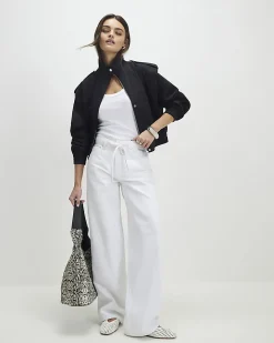 White Cotton Ribbed Scoop Neck Vest Top