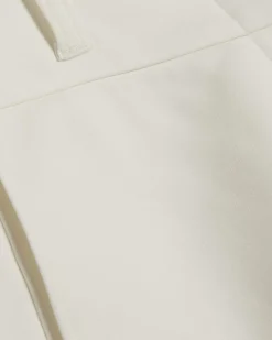 White Cotton Sateen Barrel Leg Trousers
