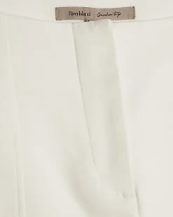 White Cotton Sateen Capri Trousers