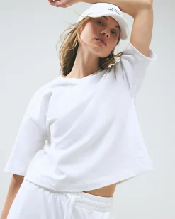 White Cotton Short Sleeve Sweatshirt
