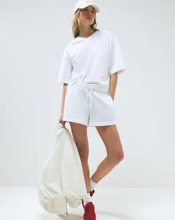White Cotton Short Sleeve Sweatshirt