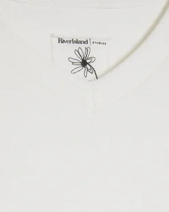 White Cotton Short Sleeve Sweatshirt