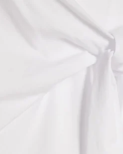 White Cotton Short Sleeve Tie Side T-shirt