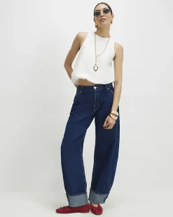 White Cotton Sleeveless Bubble Hem Top