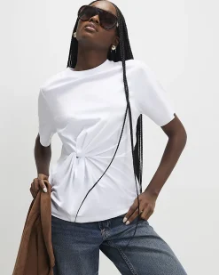 White Cotton Twist Front T-shirt
