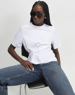 White Cotton Twist Front T-shirt