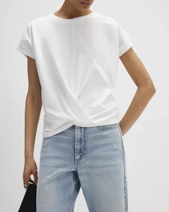White Cotton Twist Front T-Shirt