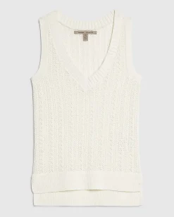 White Crochet Knit Vest Top