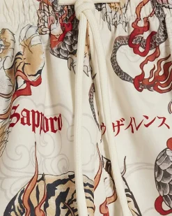 White Cuprite Japanese Dragon Swim Shorts