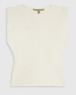 White Fitted Clean Knit Top