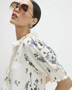 White Floral Blouse