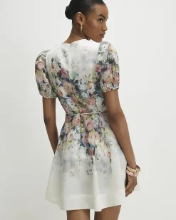 White Floral 3D Flower Mini Dress