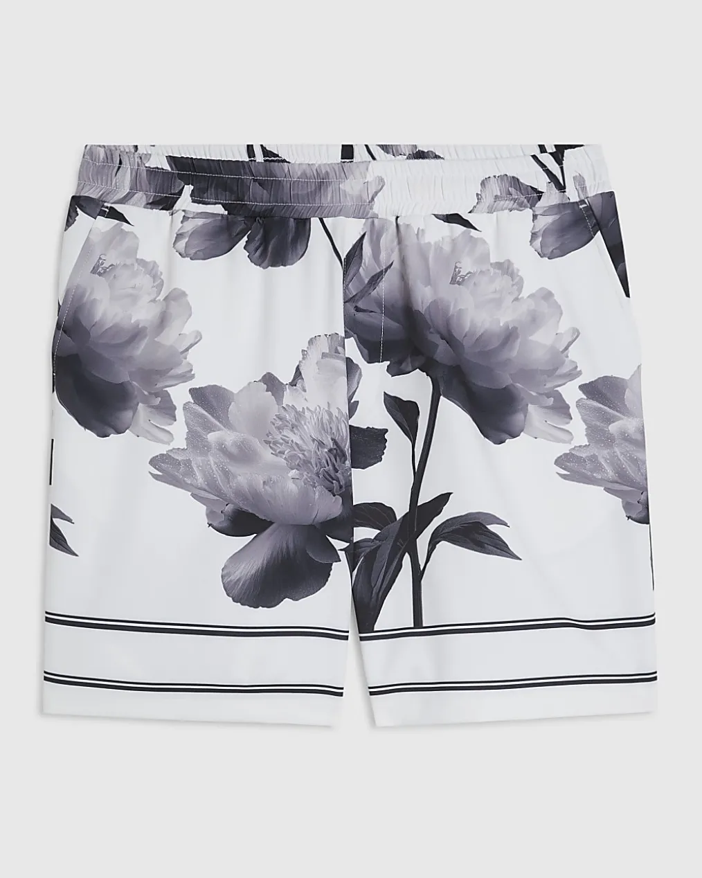 White Floral Pull On Shorts