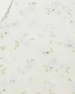 White Floral Pussybow Blouse